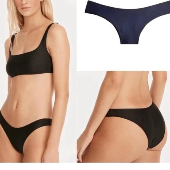 J Crew Women's Curved Waist Cheeky Bikini Bottom Medium Navy Blue BC125 - Picture 10 of 10